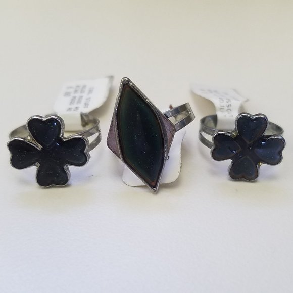 Handcrafted Other - MENS Set of 3 MOOD RINGS clovers & statement NEW